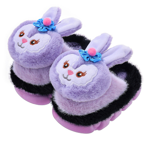 儿童女童棉拖鞋秋冬季毛毛绒拖鞋小童男童居家软底防滑女宝宝拖鞋