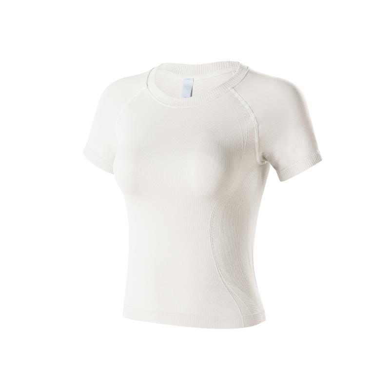 运动短袖女速干紧身瑜伽服上衣跑步羽毛球普拉提训练健身t恤套装