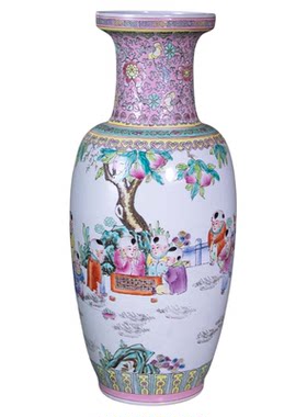景德镇粉彩童子对瓶花瓶60CM