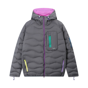 江南先生NewJNXS户外反光印花撞色拉链防钻绒羽绒服冬葫芦格外套