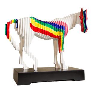 蒙德里安线条彩虹骏马维纳斯创意雕塑艺术软装入户玄关电视柜摆件