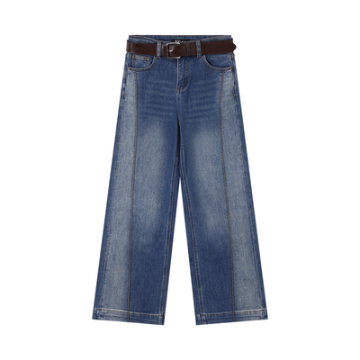 熙薇【星尘漫舞】2025冬季新款时尚百搭重工加绒牛仔裤H6415