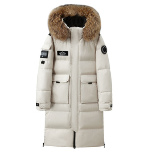 皮尔卡丹高档羽绒服男女冬装户外极寒长款过膝情侣加厚保暖外套潮