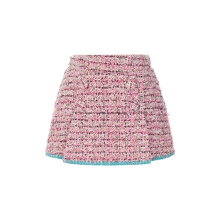 lefame拉飞姆冬季60年代风粉彩粗花呢半裙