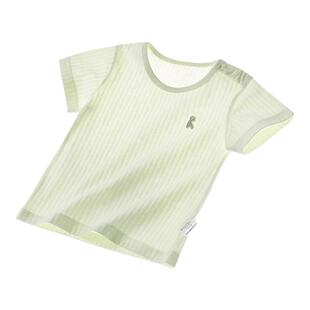 童泰婴儿短袖套装夏季纯棉宝宝衣服男童上衣裤子女童短裤夏装提花