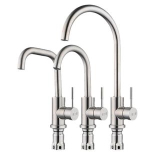 304不锈钢厨房冷热水龙头 单冷洗菜盆水槽龙头入墙拉丝可旋转