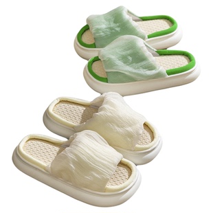 日系亚麻拖鞋四季家居室内新款静音地板棉麻布拖鞋女春秋情侣家用