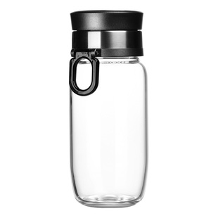 新款提绳加厚单层玻璃杯茶水分离杯便携式水杯时尚简约大肚杯