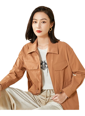 乔万尼新款春装风衣外套小个子女简约设计短款气质高级感EF3B829