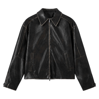 CostfulRO手工擦色做旧皮衣夹克