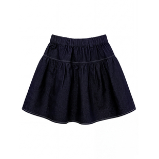 柒号童仓儿童韩版藏蓝半身裙女大童夏装新款休闲短裙牛仔裙伞裙