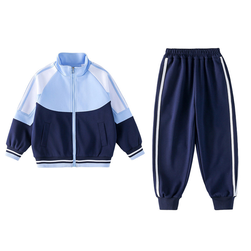 幼儿园园服小学生校服春秋运动会三件套儿童班服蓝色夏季短袖套装
