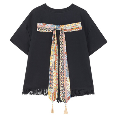 KEIKO马戏团印花蝴蝶结短袖T恤