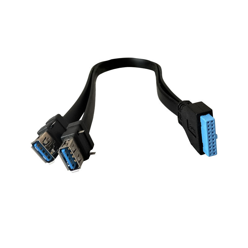 USB3.0前置面板线19针挡板20P转3.0带固定脚DIY机箱改装升级扁线