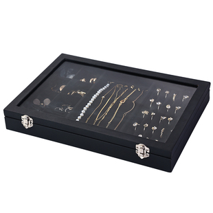 项链收纳盒专用耳环耳钉首饰盒带盖防尘蛇骨链手链珠宝饰品展示盒