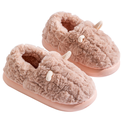 棉拖鞋女款2025新款冬季外穿加绒加厚包跟保暖毛绒绒踩屎感棉鞋女