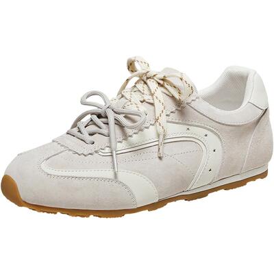 百思图春季新款真皮内增高德训鞋