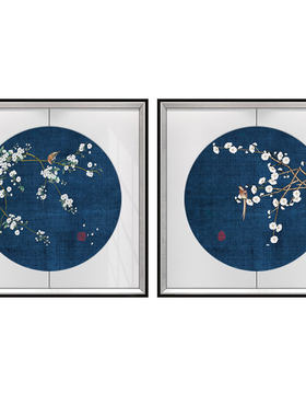 起贝 新中式喜上眉梢装饰画中国风餐厅喜鹊登梅挂画客厅墙面壁画