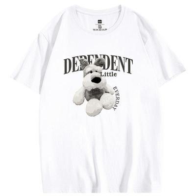 圆领印花纯棉直筒短袖T恤