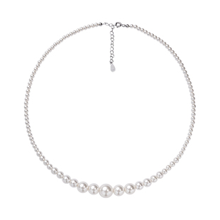 奶白珍珠项链大小渐变小米珠颈链2025新爆款小众轻奢锁骨毛衣链女