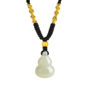 中国黄金央创玉葫芦项链黄金女转运珠金饰和田玉吊坠首饰生日礼物