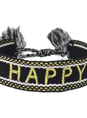 刺绣友谊男女通用棉欧美手链