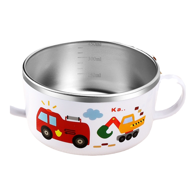 绿扣卡通儿童汤碗防烫防摔不锈钢