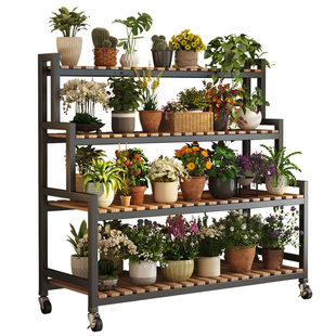 花架阳台置物架子客厅卧室花盆架可移动室外多层铁艺靠墙多肉花架