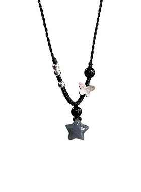 小众设计手工编织五角星项链女百搭潮酷高颜值蝴蝶串珠锁骨链闺蜜