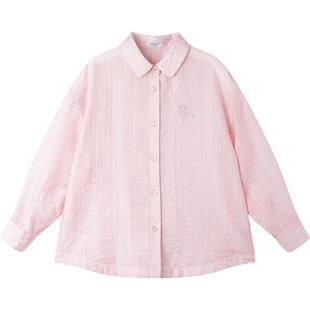 【粉沙玻璃海】凉感莱赛尔 蜜桃粉衬衫物理防晒度假外套女童夏
