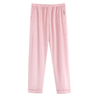 珊瑚绒睡裤女冬季法兰绒长裤加厚保暖宽松加绒可外穿暖和家居睡裤