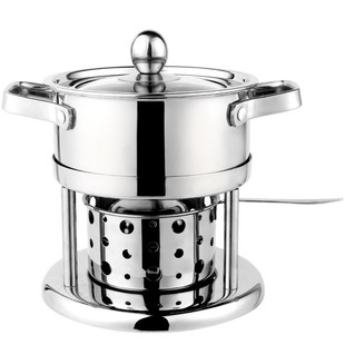 304不锈钢单人小火锅家商用型 酒精环保油炉明火锅户外卖一人一锅