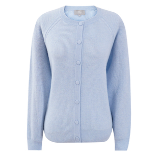 东黎托斯卡纳-醒春 山羊绒女士圆领插肩袖布包扣羊绒针织开衫5031