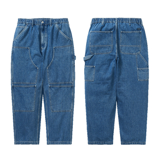 714street牛仔裤男秋季直筒宽松休闲裤美式高街工装裤潮牌长裤子