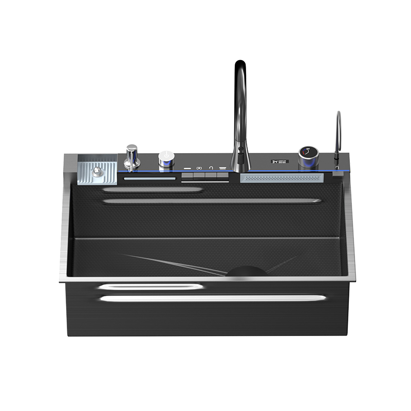 JQIMUU飞雨瀑布加厚水槽304不锈钢大单槽家用厨房台下洗菜盆碗池