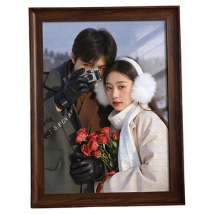 拼图相框定制照片装裱画框架生日礼物送闺蜜朋友手工diy拼图裱框