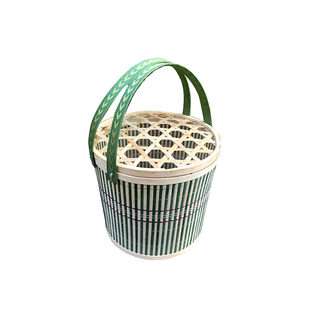 竹篮子手提篮带盖水果收纳篮竹编土鸡蛋篮小竹桶购物篮螃蟹包装篮