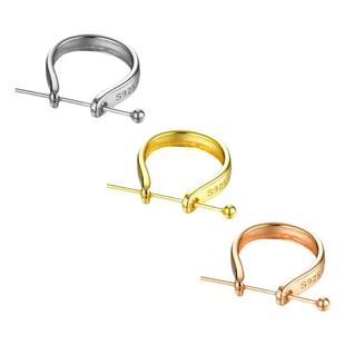 s925纯银吊坠扣头翡翠玉石玉器扣夹玉扣空托项链配件万用扣卡扣