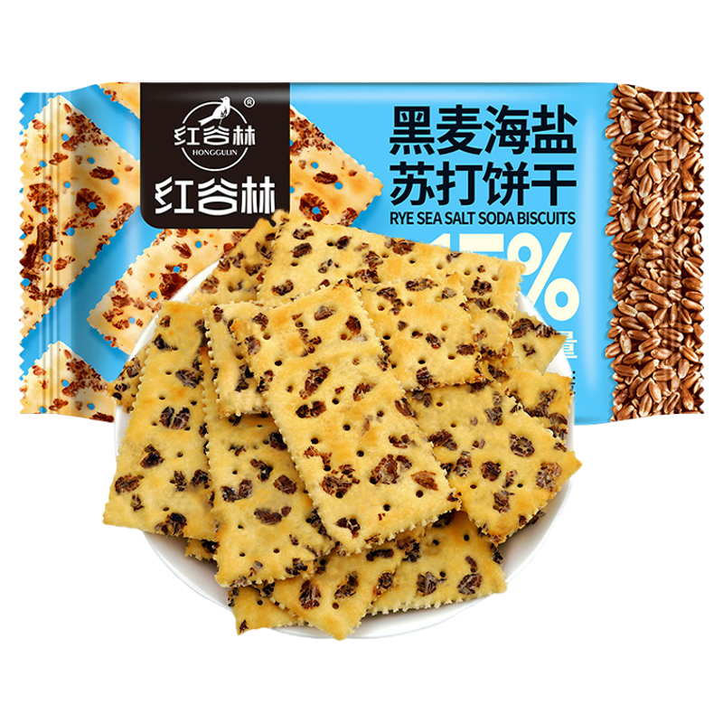 红谷林黑麦海盐苏打饼干208g