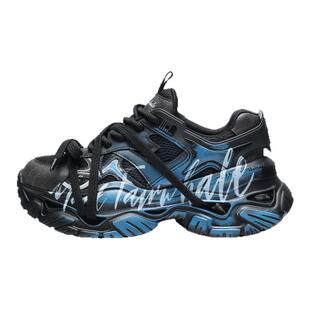 马克华菲潮牌厚底增高老爹鞋男2025秋冬季新款男式黑色高级运动鞋