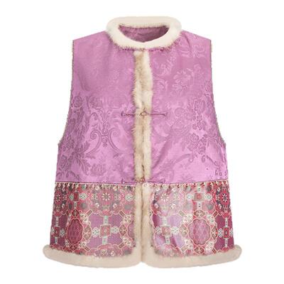 【清】莨西子新中式国风桑蚕丝棉袄棉服马甲女年轻款真丝马夹秋冬