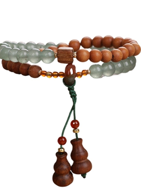 新中式天然东陵玉檀木双圈手链女