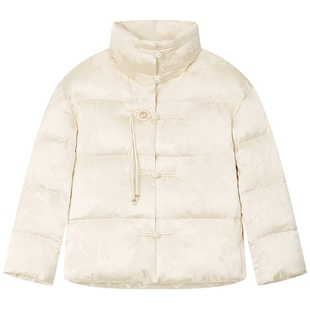 曼德诗短款羽绒服2025冬季新款时尚国风流苏设计面包服保暖外套女