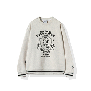 tokidoki淘奇多奇间条螺纹印花圆领卫衣2024新款轻绒秋冬男女同款