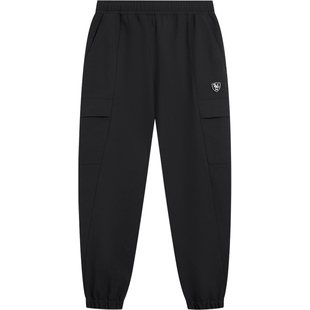 李宁工装裤男士新款黑色裤子休闲加绒保暖春季束脚运动长裤男