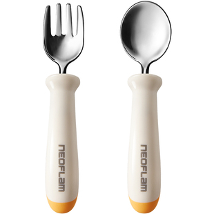 韩国Neoflam勺子宝宝自主进食叉勺婴儿吃饭训练儿童餐具不锈钢勺