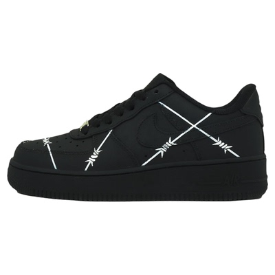 【定制球鞋】NikeAirForce1空军一号荆棘潮流低帮板鞋男女同款黑