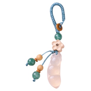 玉髓玛瑙富贵豆钥匙扣四季常青福豆汽车包包挂饰创意礼品