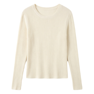 纯欲正肩修身基础款针织打底衫女减龄t恤长袖西装内搭收腰上衣潮