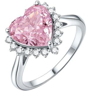 周六福爱心戒指女S925银粉色指环手饰小众送女友本命年礼物